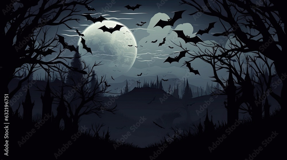 halloween decoration background template illustration. banner, copy space, spooky background.