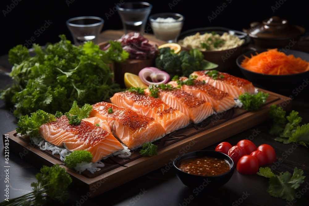 Grilled eye fish steak herbs and spices Grilled eye fish steak herbs and spices
