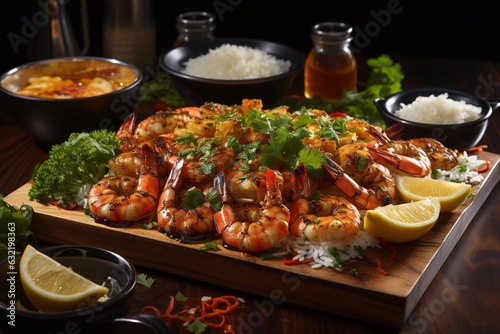 Grilled shrimp steak with herbs and spices