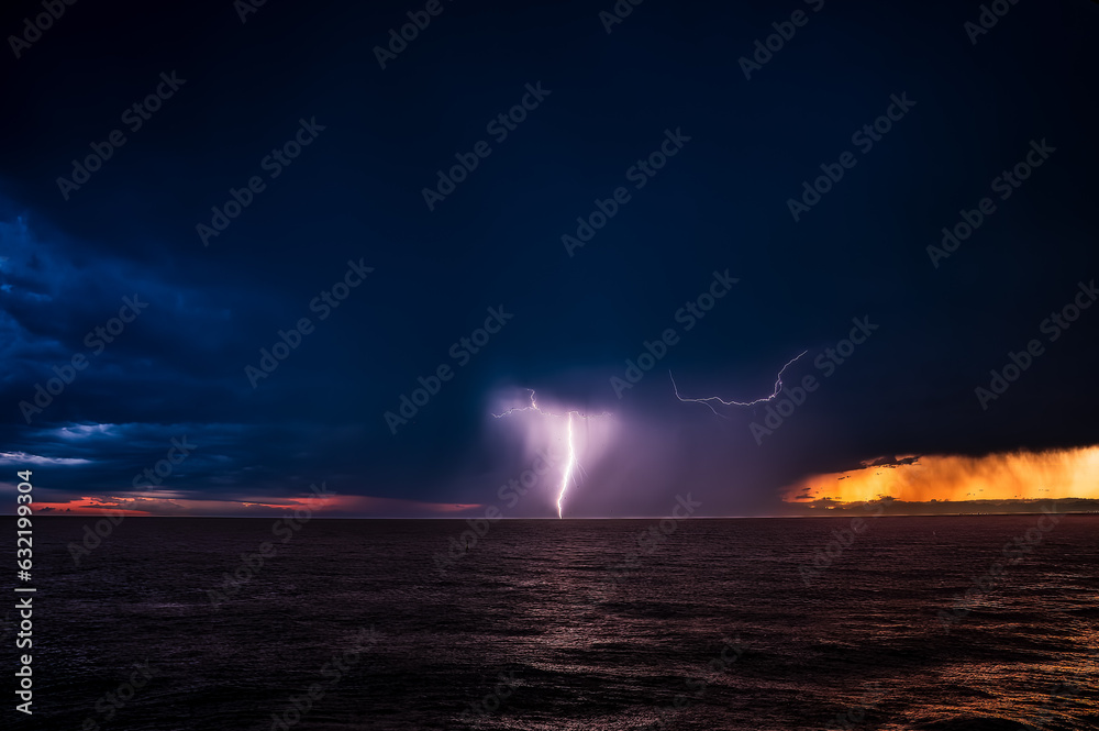 lightning over the sea