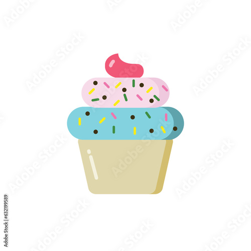 Cupcake icon design isolated on white background. Cupcake modern cartoon vector illustration. Cupcake flat icon style.