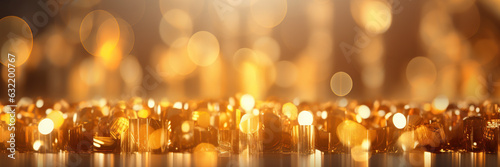 Golden bokeh background for festive design ,generative ai