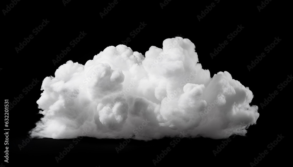 White cloud isolated on black background, generative AI White cloud isolated on black background, generative AI