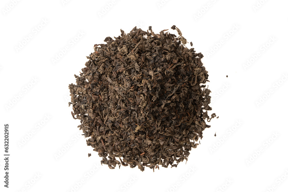 Dried tea leaves isolated on a white background. Dried tea leaves isolated on a white background.