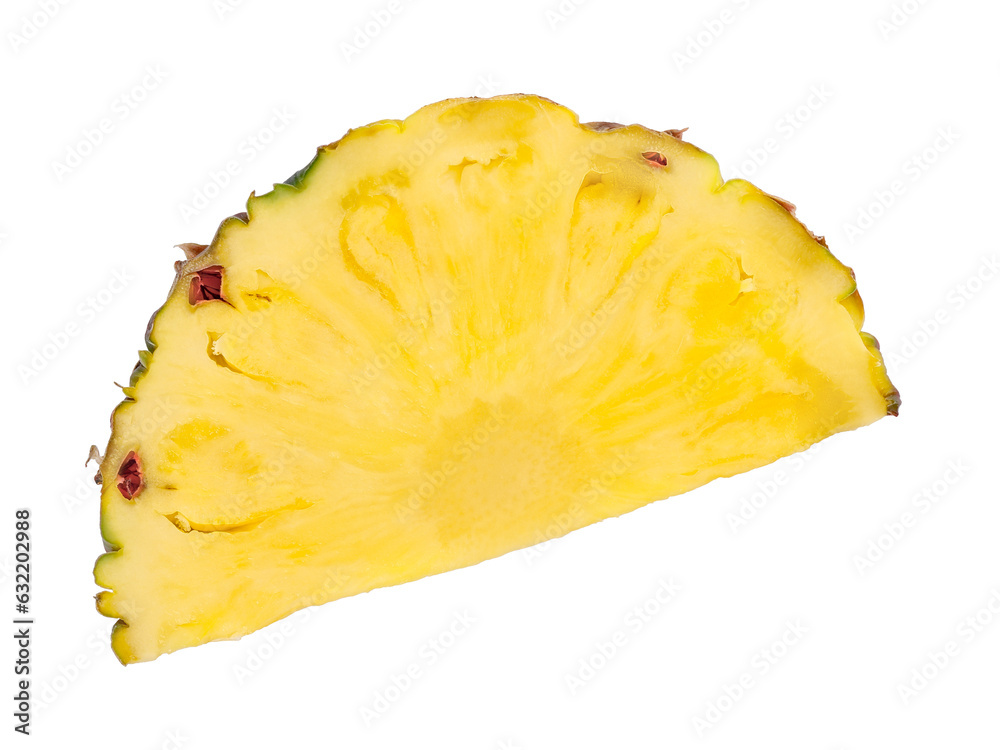 Slice of tasty ripe pineapple isolated on white, Slice of tasty ripe pineapple isolated on white,