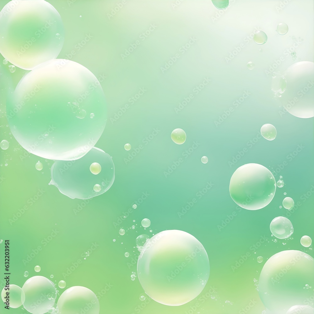 Bubbles flurry  pastel green color  gradient
