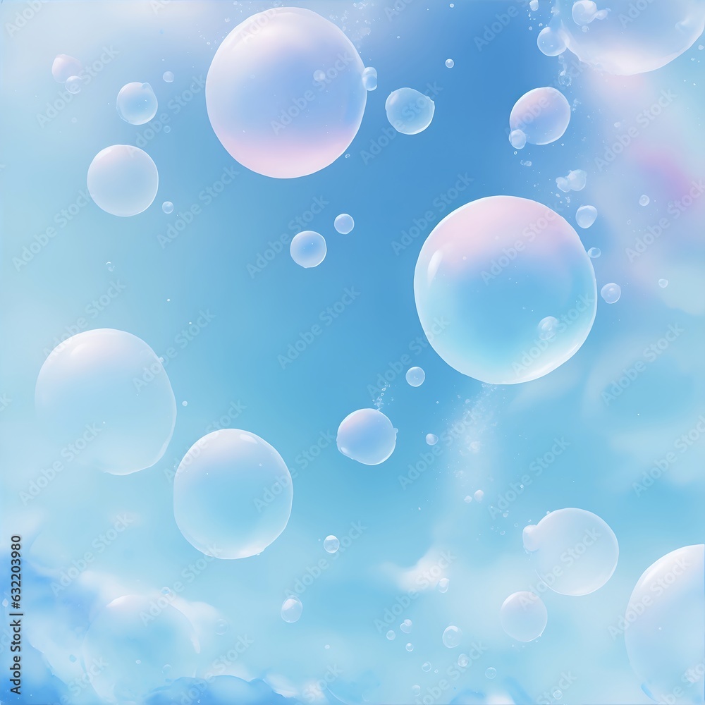 Bubbles flurry  pastel blue color  gradient