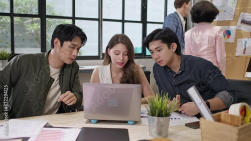 Wallpaper Mural Happy multiracial coworkers have fun cooperating working together at office meeting.Smiling diverse colleagues gather in boardroom,brainstorm discuss financial statistics together.Meeting teamwork Torontodigital.ca