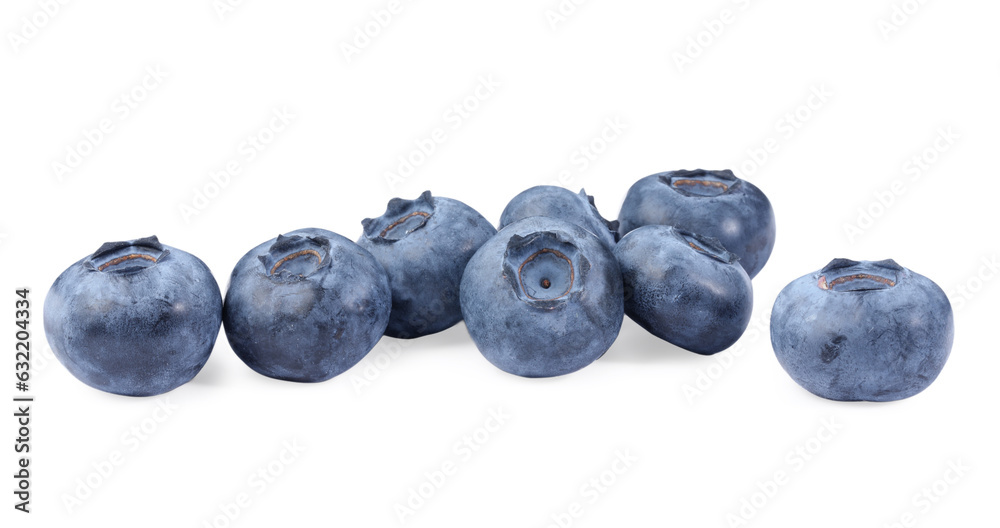 Many fresh ripe blueberries isolated on white Many fresh ripe blueberries isolated on white