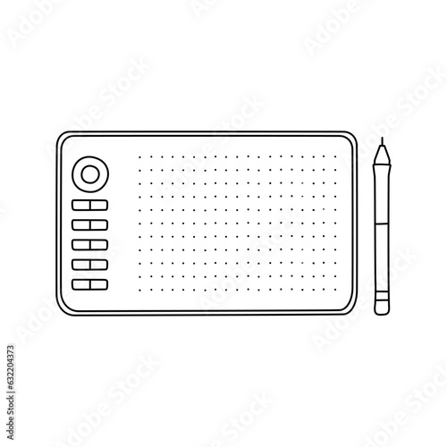 Digital drawing pen tablet hand drawn outline doodle icon