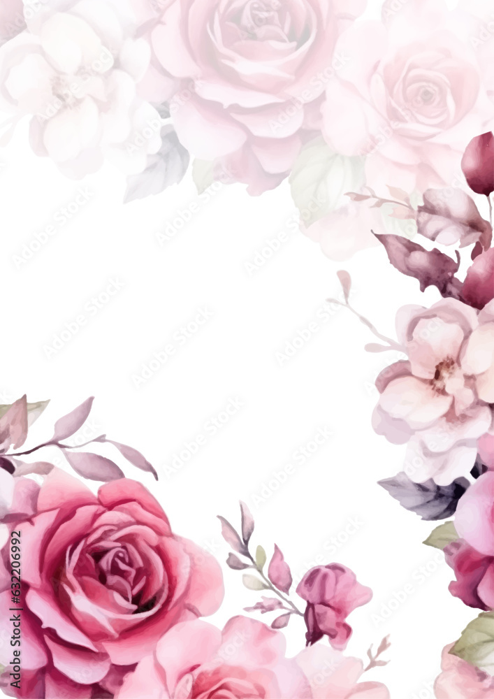 Floral frame rose decoration background with text space