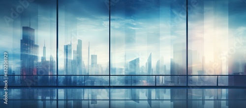 Empty modern business office skyscrapers. High-rise buildings in commercial district with blue sky. bright and clean high tech office background