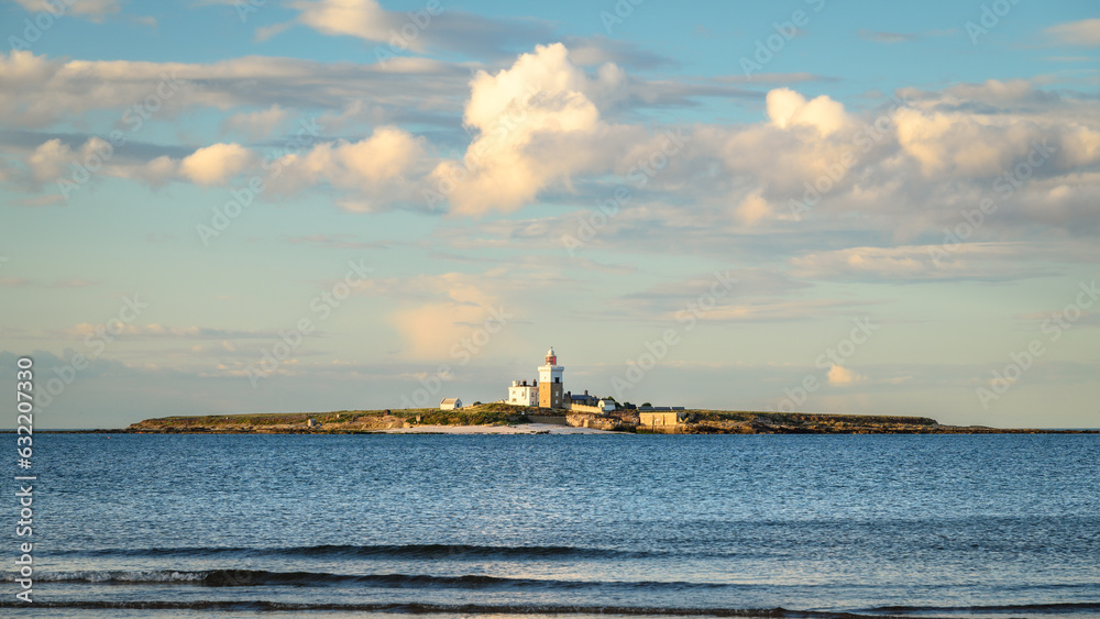 Coquet Island from Low Hauxley Beach, nestled in between Amble and Druridge Bay its popular with walkers and at low tide the sandy beach is quite wide