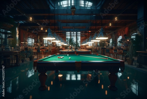 brand new and modern billiard room. generative ai