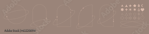 Arch frame aesthetic element, set simple frame and elements, simple aesthetic for you progect, template, poster.