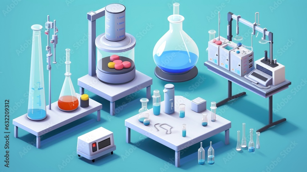 Interior of empty science laboratory with modern equipment, Generative AI illustration Interior of empty science laboratory with modern equipment, Generative AI illustration