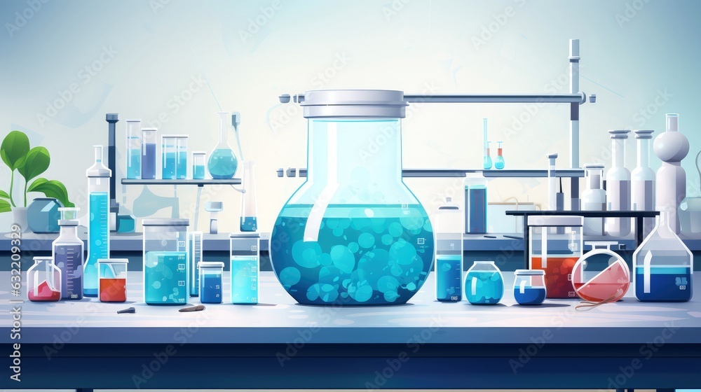 Interior of empty science laboratory with modern equipment, Generative AI illustration Interior of empty science laboratory with modern equipment, Generative AI illustration