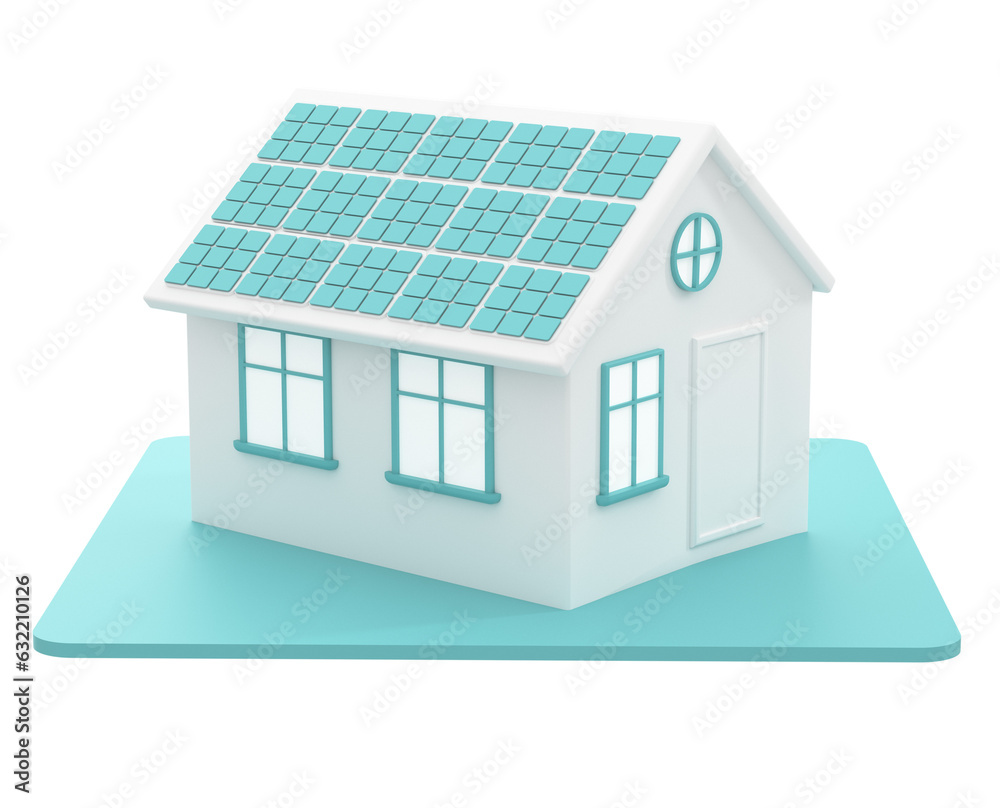 3d house with solar panels icon. Smart renewable home energy storage, eco, green energy, solar energy panel, sustainability concept. 3d render illustration. 3d house with solar panels icon. Smart renewable home energy storage, eco, green energy, solar energy panel, sustainability concept. 3d render illustration.