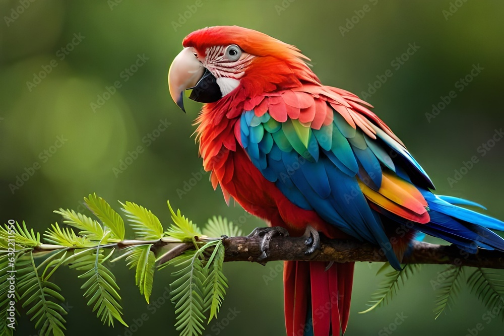 red and green macaw AI Generated 