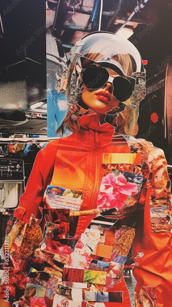 Collage of a stylish girl from a magazine. Generative AI