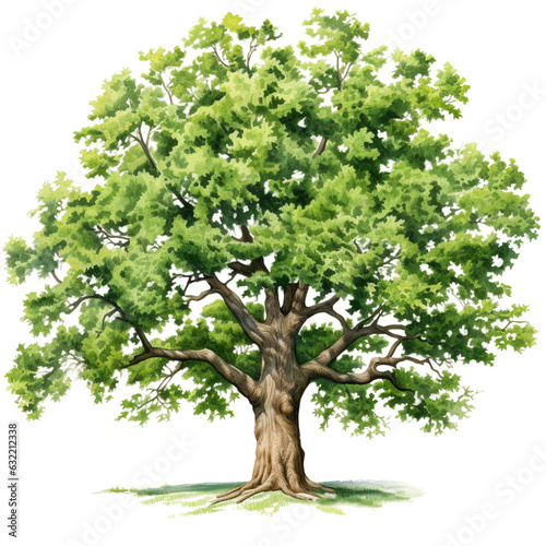 Big green oak tree isolated