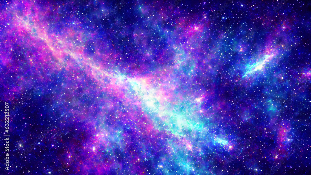  Abstract illustration of outer space, big beng, cloud of stars, galaxies in beautiful colors. 4K wallpaper