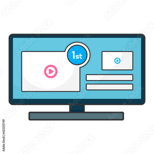 trending video on monitor screen illustration
