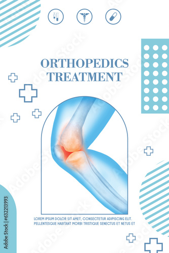 Technology for treatment of knee and joint bone injury. Abstract traumatology and orthopedics. Medical science in the hospital for body joints.