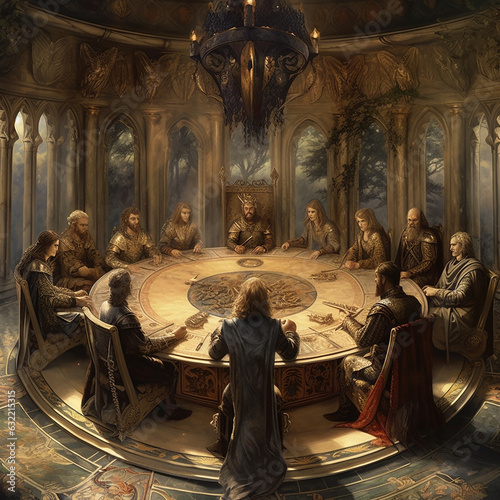 Knights of Round Table. Council of Knights.. photo