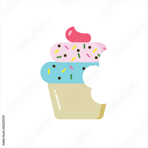 Cupcake bite icon design isolated on white background. Cupcake bite modern vector illustration. Cupcake bite flat icon style.