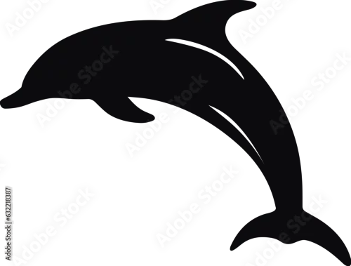 Obraz A silhouette black and white dolphin on white background