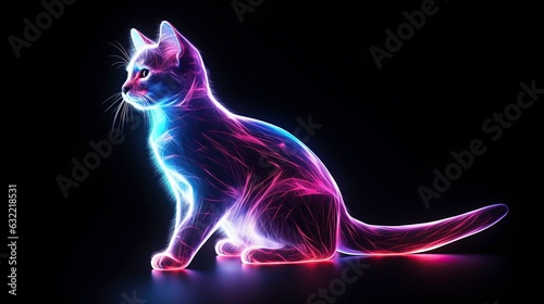 neon  glowing cat
