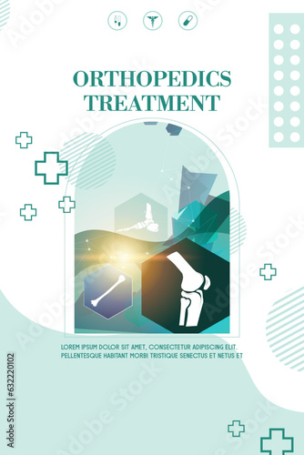Technology for treatment of knee and joint bone injury. Abstract traumatology and orthopedics. Medical science in the hospital for body joints.