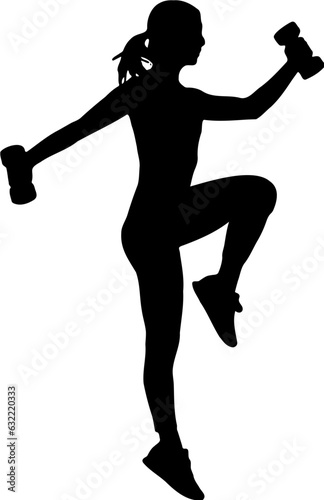 silhouette of a person exercising with dumbbells