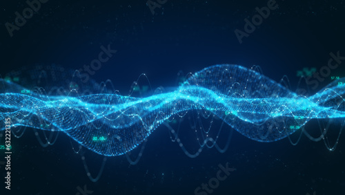 Futuristic Digital Wave Abstract Technology Concept with Data Flow and Coding Patterns, Information Technology Connection © watchara tongnoi