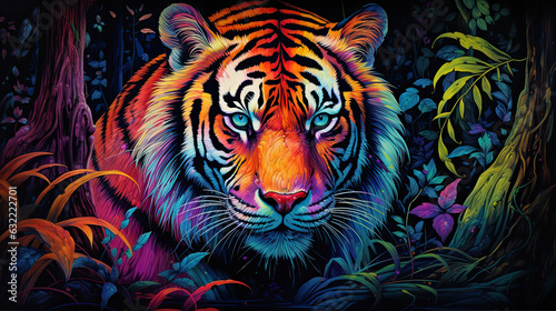 generative fantasy ai illustration of a tiger in jungle