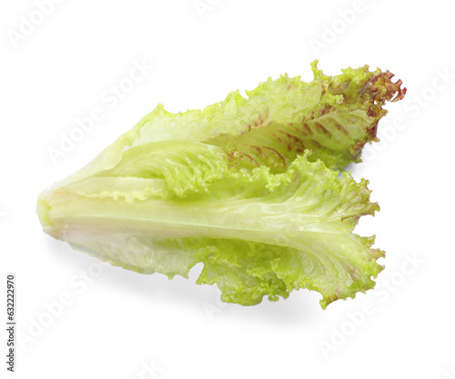 Leaves of fresh red coral lettuce isolated on white, top view