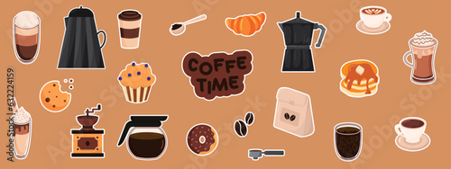 Cute coffe time sticker collection photo
