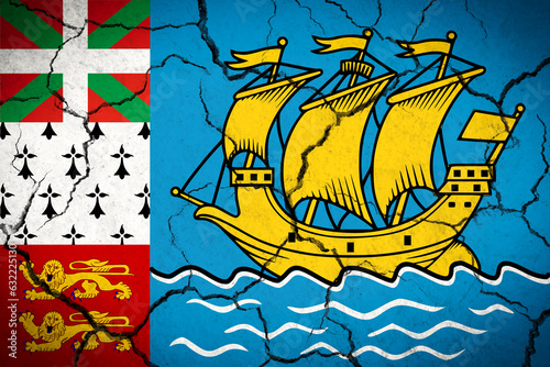 Saint Pierre and Miquelon - cracked country flag