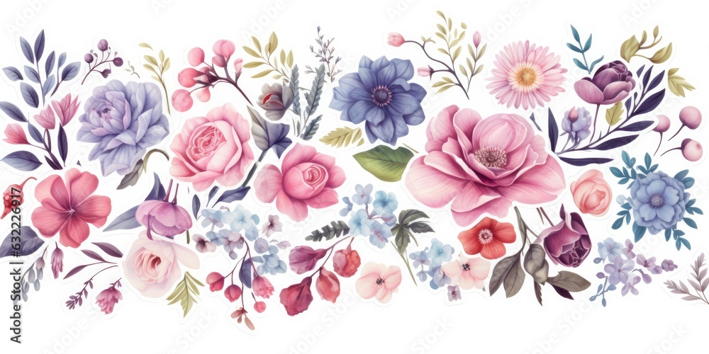 The Artistic Touch: Watercolor Floral Backgrounds Collection  Generative AI Images