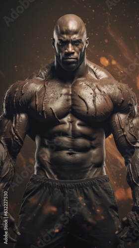 Muscular aggressive bodybuilder. Generative AI © ColdFire