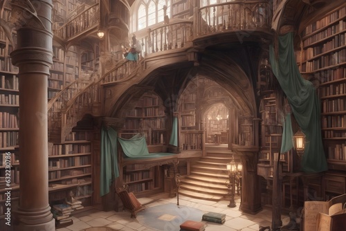 Step into a magical library filled with books from distant realms  where knowledge and wonders intertwine in a realm of enchantment