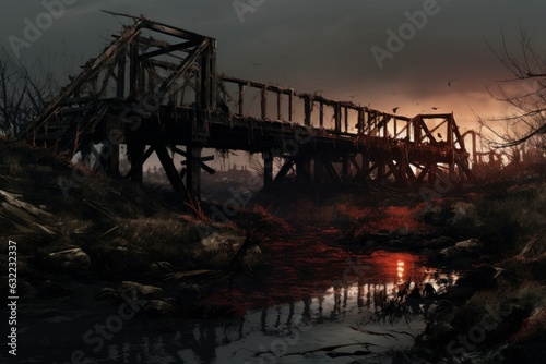 Abandoned city bridge. Generate Ai