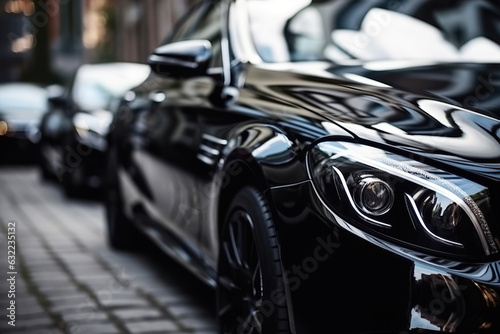 luxury modern black car close-up. Generative AI © alexkoral
