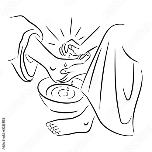 Jesus Christ washing of the feet Vector Illustration