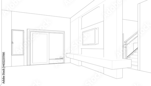 3D illustration of plan interior