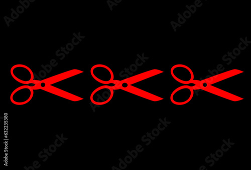 red and black scissors, hairdresser logo photo
