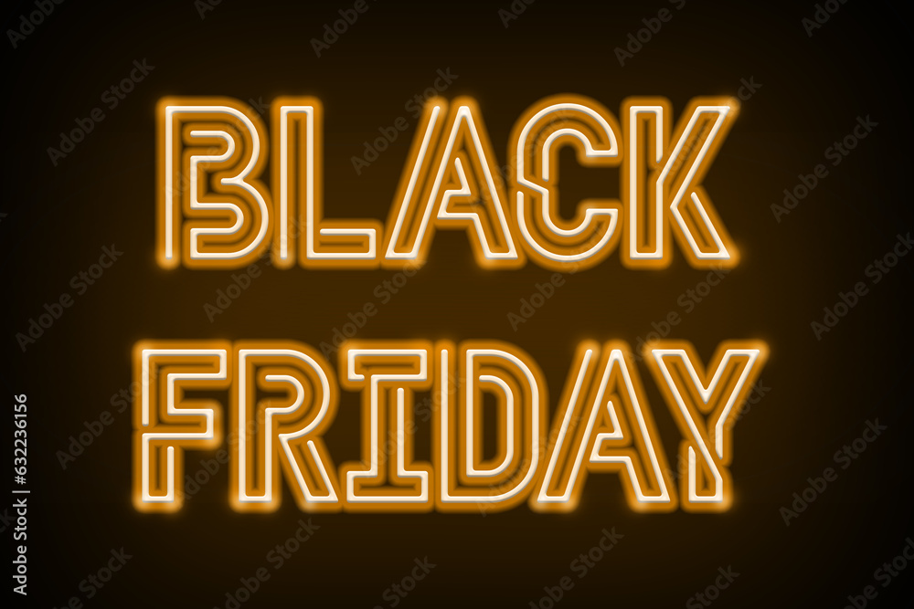 Neon Black Friday lights glowing on a black background. Neon Black Friday lights glowing on a black background.