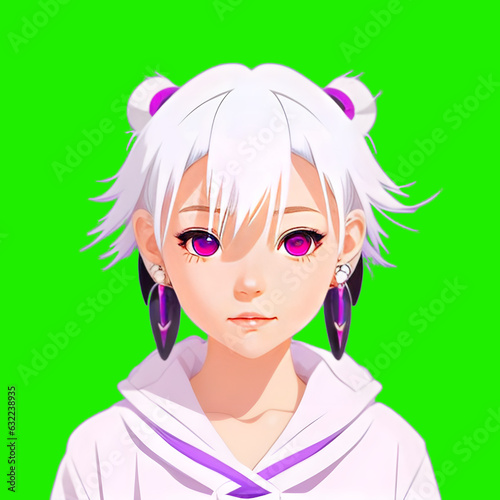 portrait of a girl.  green background