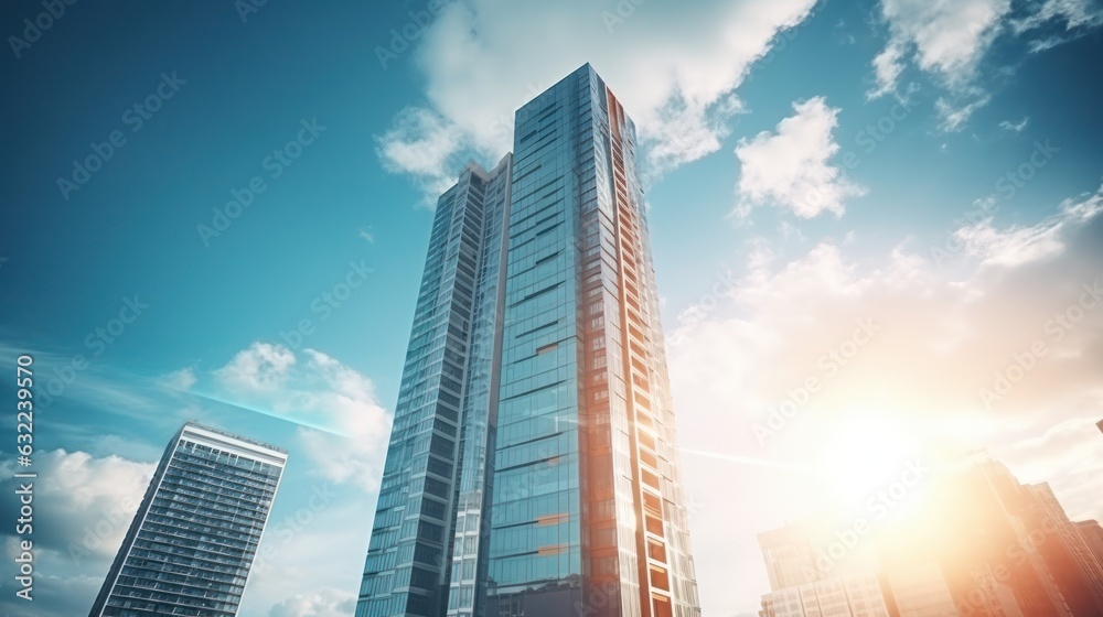 Tall building and behind it a beautiful and sky